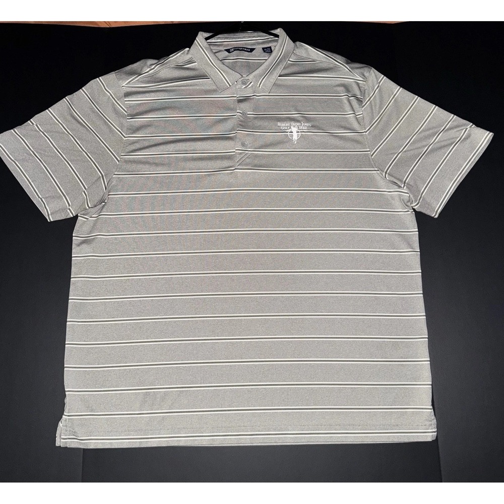 Mens XL Cutter & Buck Polo‎ Shirt Grey Excellent Robert Trent Jones Golf Trail